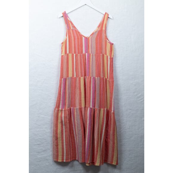 MARINE LAYER‎ Corinne Tiered Chambray Cotton Maxi Dress Colorful Coastal Sz S - Picture 4 of 9